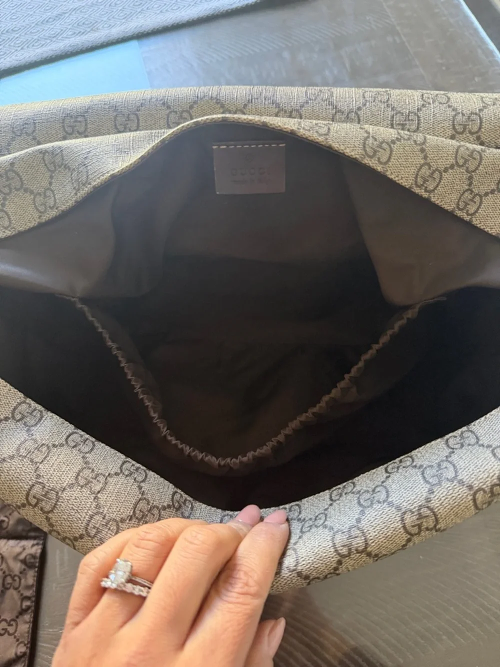 Gucci Brown Monogram Canvas Messenger Bag